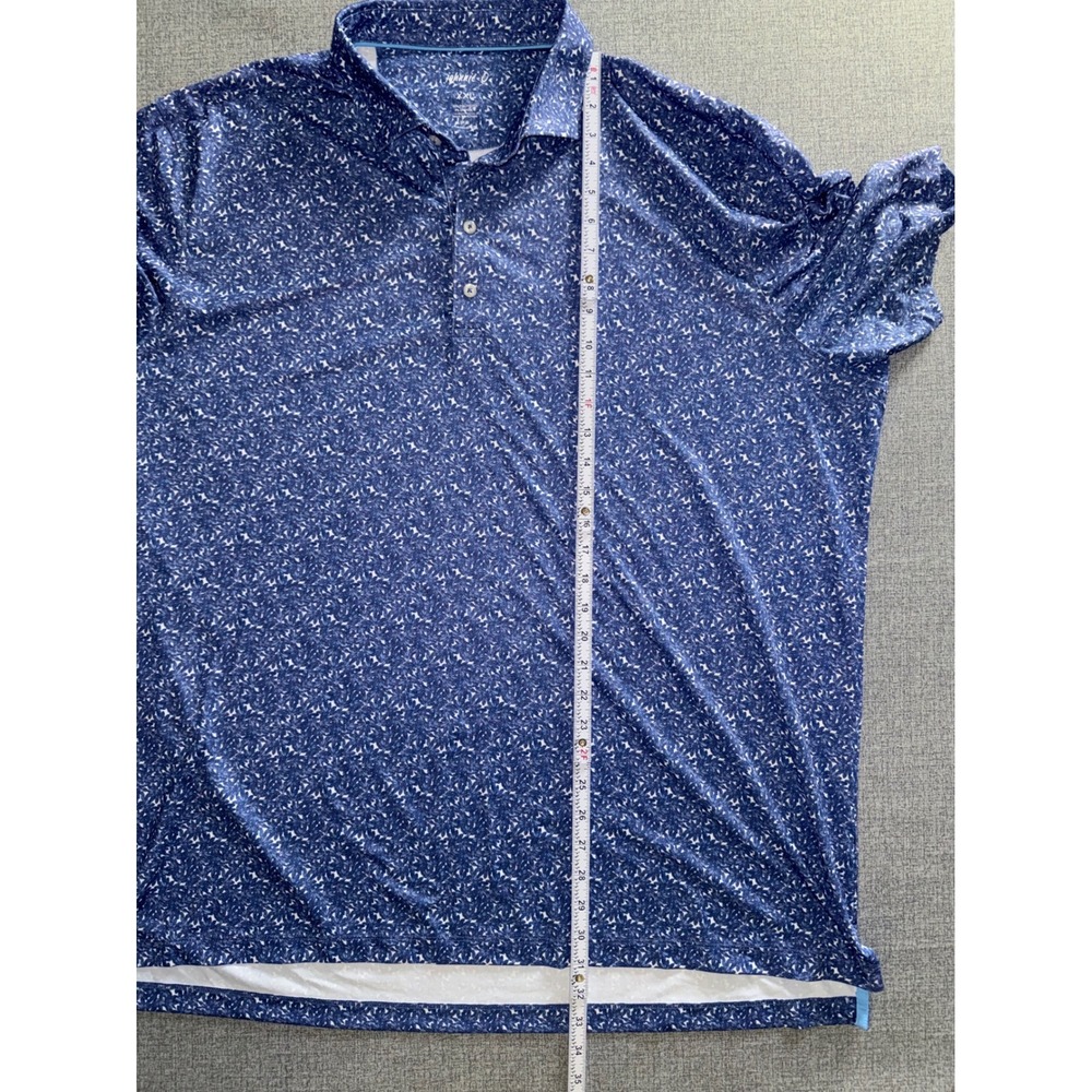 Johnnie-O Mens XXL Blue Floral Performance Polo Shirt Gainey Ranch UPF 50 Golf - Picture 6 of 10